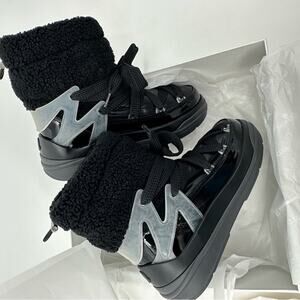 Moncler Insolux M Snow Boots Patent Leather Fleece Lined Size 36.5 / US 6.5